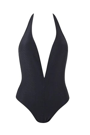 Deep V Swimwear with Halter Neck Tie