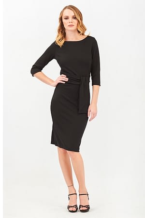 Pencil Black Dress with a Tie Detail